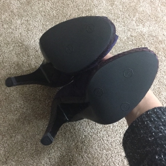 JIL SANDER Suede & Snakeskin Peep Toe Booties - Picture 8 of 8